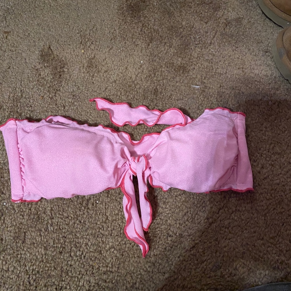 Vs pink strapless ruffle bikini